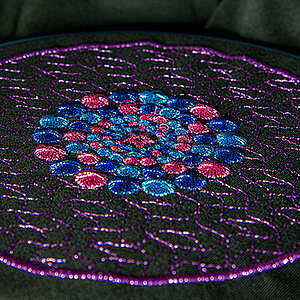 petal style shiny metallic thread embroidery