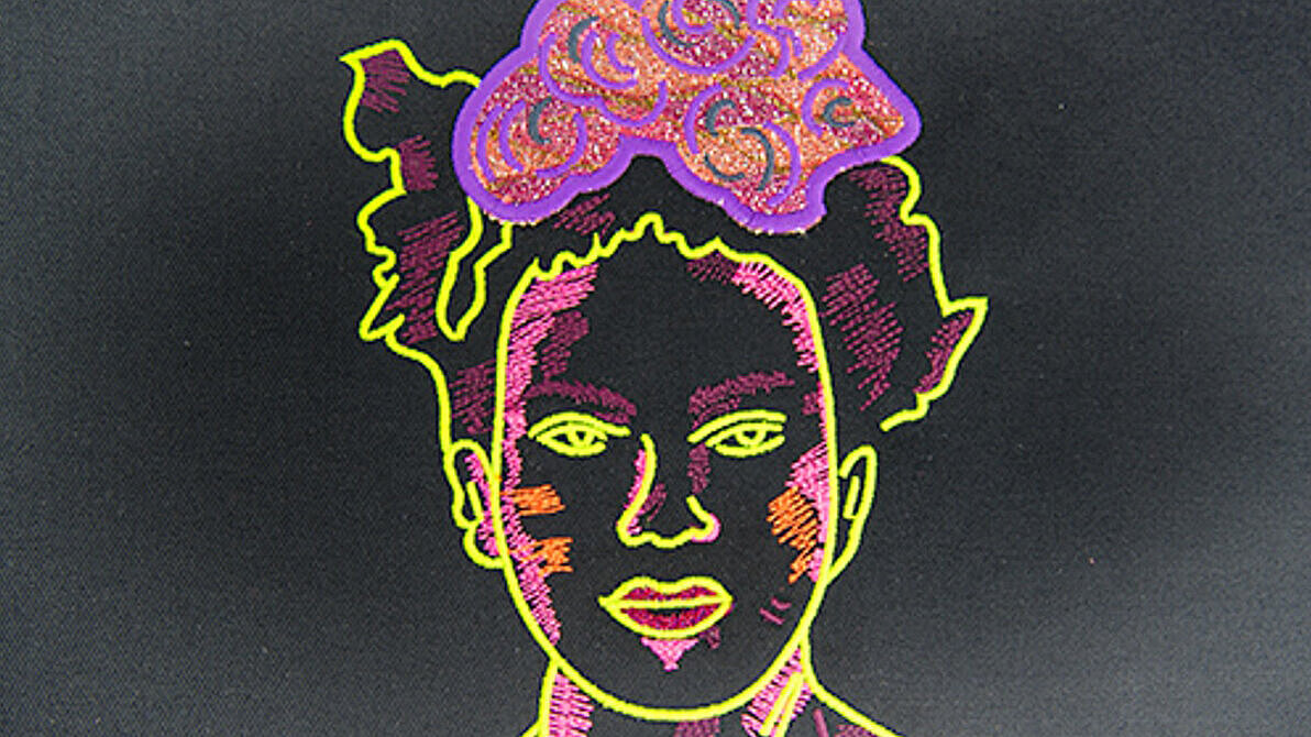 Bild von Frida Kahlo, gestickt mit Madeiragarn