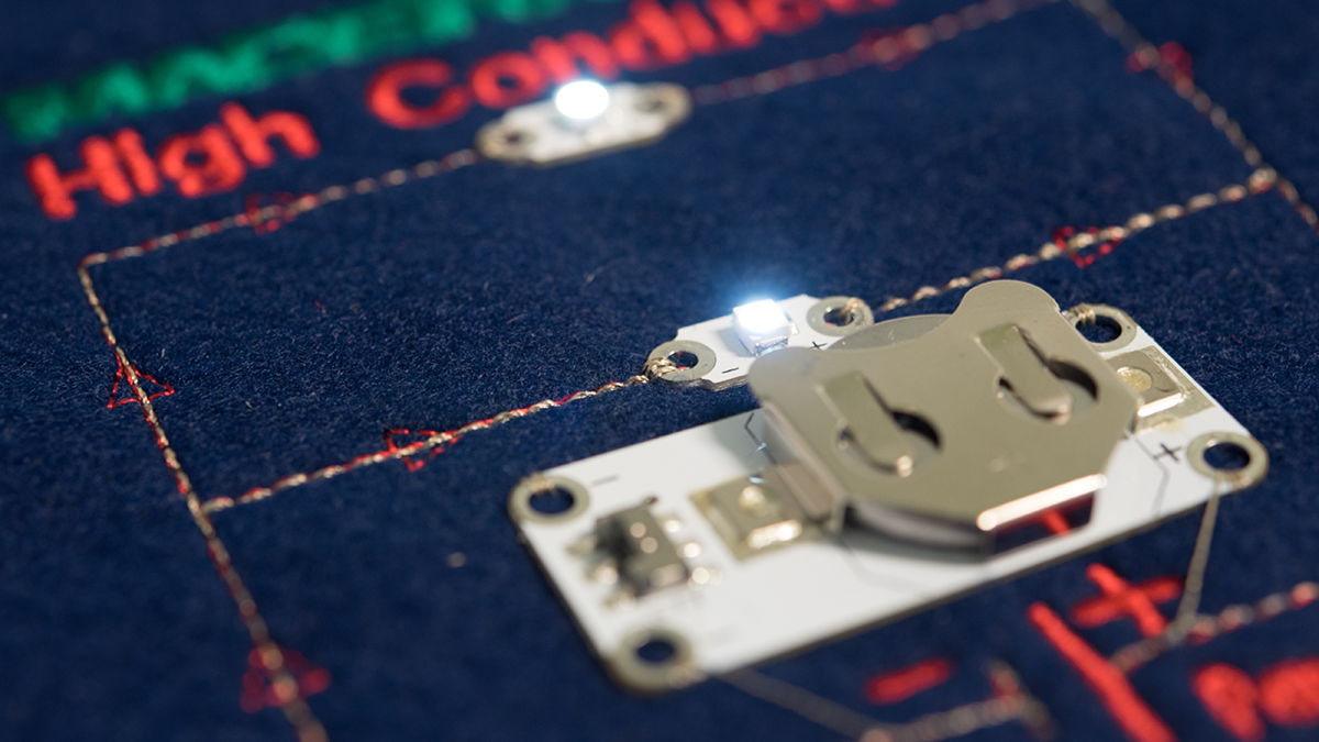 embroidered electrical circuit with LEDs