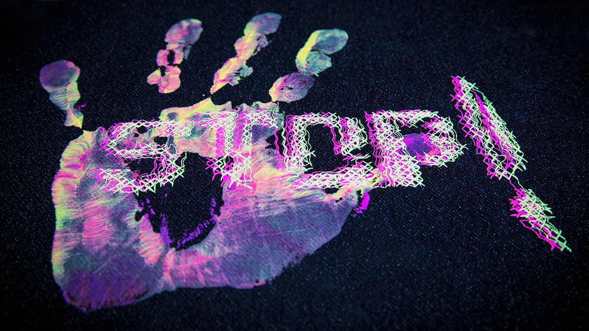 colourful embroidery with neon threads