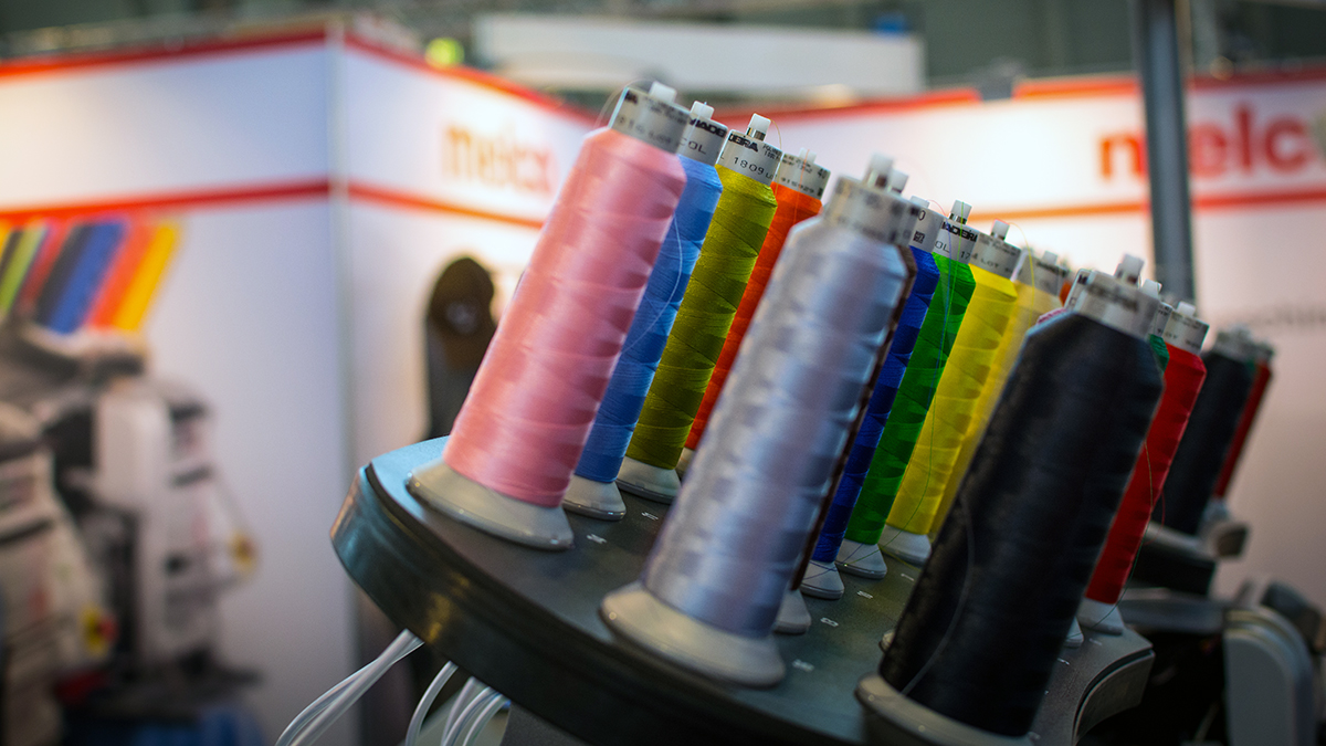 Polyester threads on machine