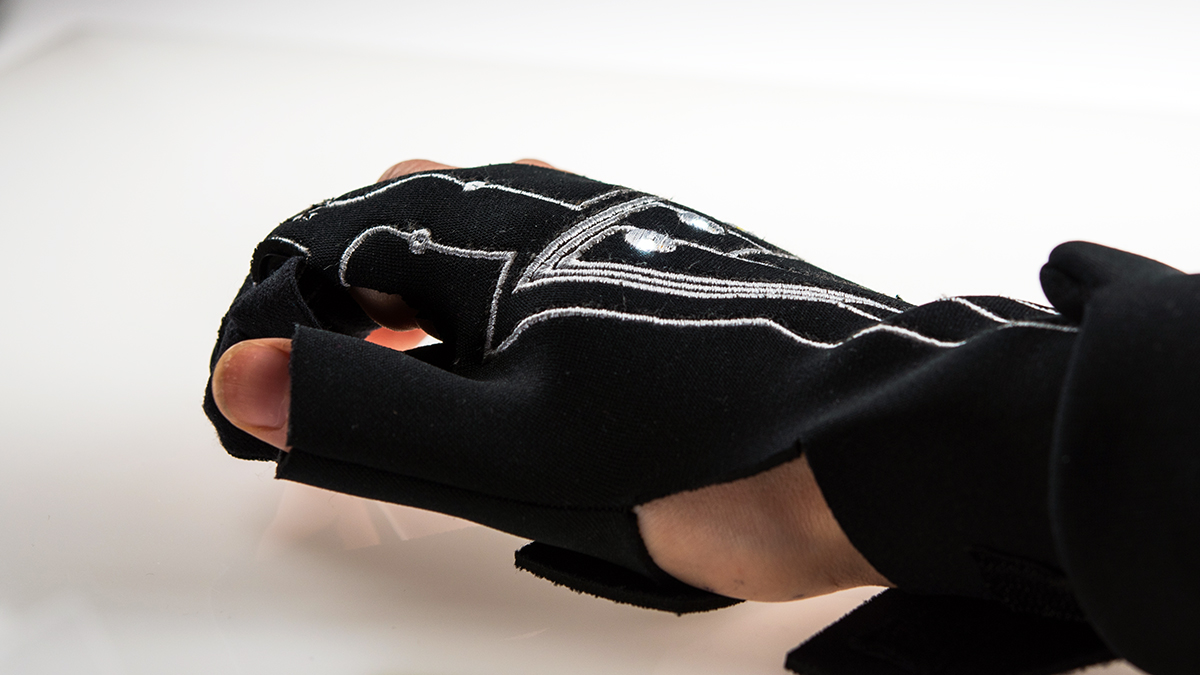 interactive embroidered glove with LEDs